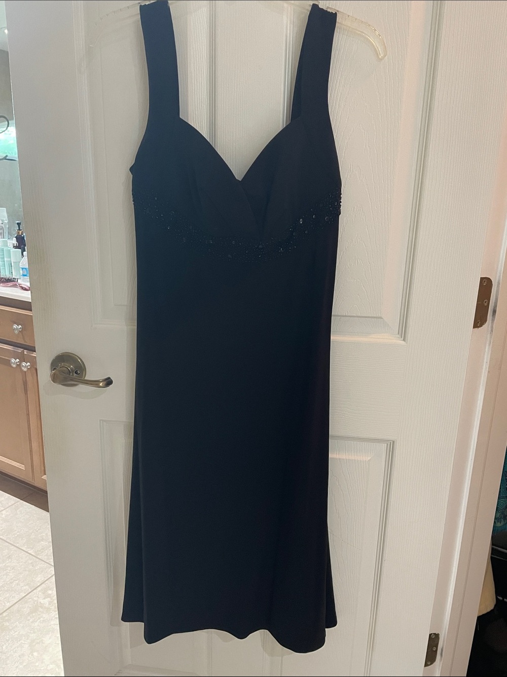 Jessica Howard Black Beaded V-Neck Midi Dress